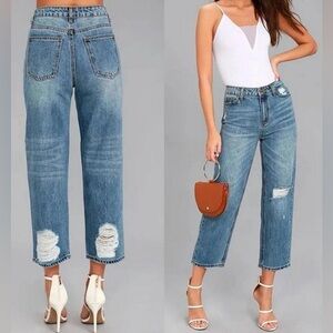 Anthropologie EVIDNT Los Angeles Malibu distressed girlfriend jeans medium wash